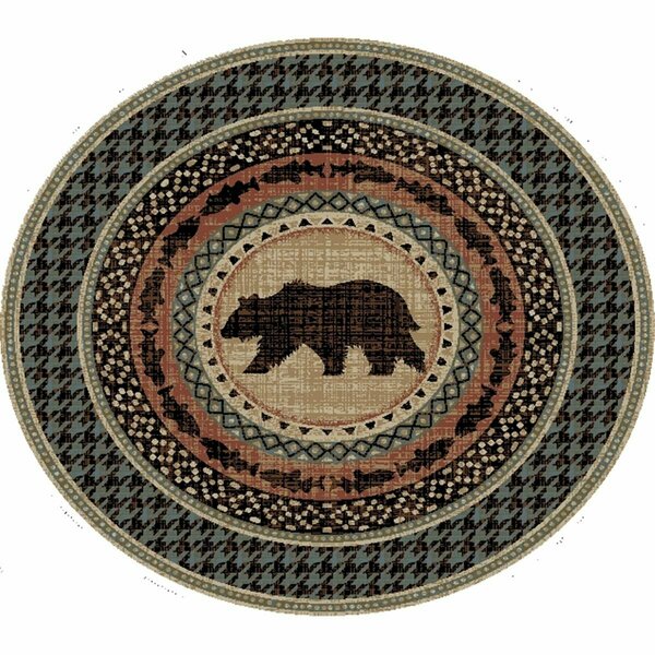 Sleep Ez 5 ft. 3 in. x 5 ft. 3 in. Round American Destination Asheville Area Rug, Multi Color SL1847810